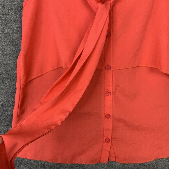 Charlotte Russe Sleeveless Blouse Women XS Button Front Tie Coral - Picture 3 of 7